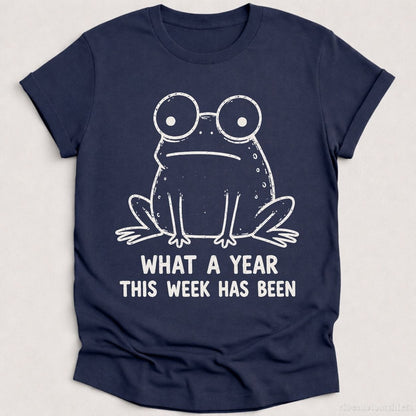 T-Shirt Heather Navy / S What A Year This Week Has Been Vintage Frog Shirt