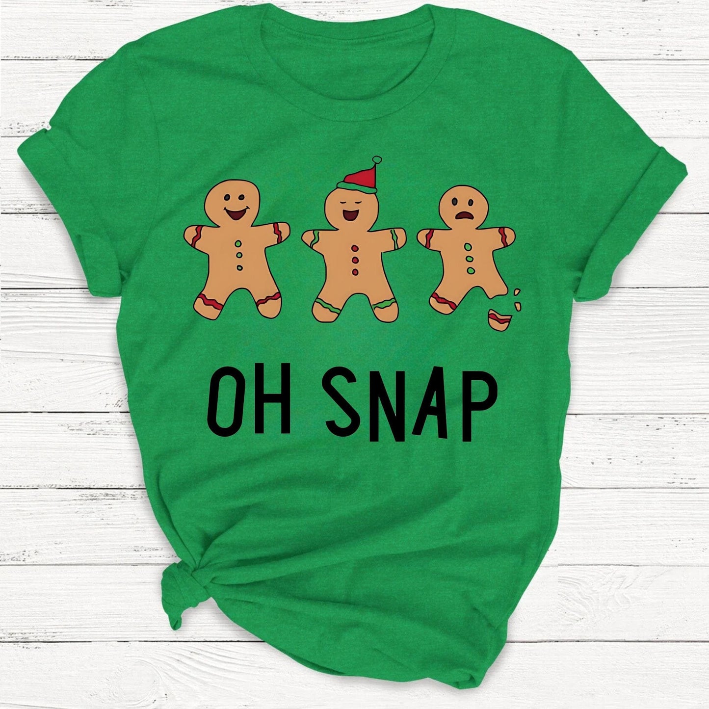 T-Shirt Kelly Green / S Oh Snap Funny Gingerbread T-Shirt