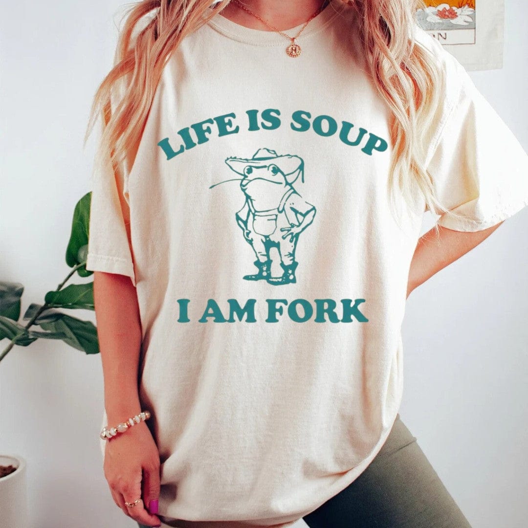 T-Shirt Life Is Soup I Am Fork Frog Vintage T-Shirt
