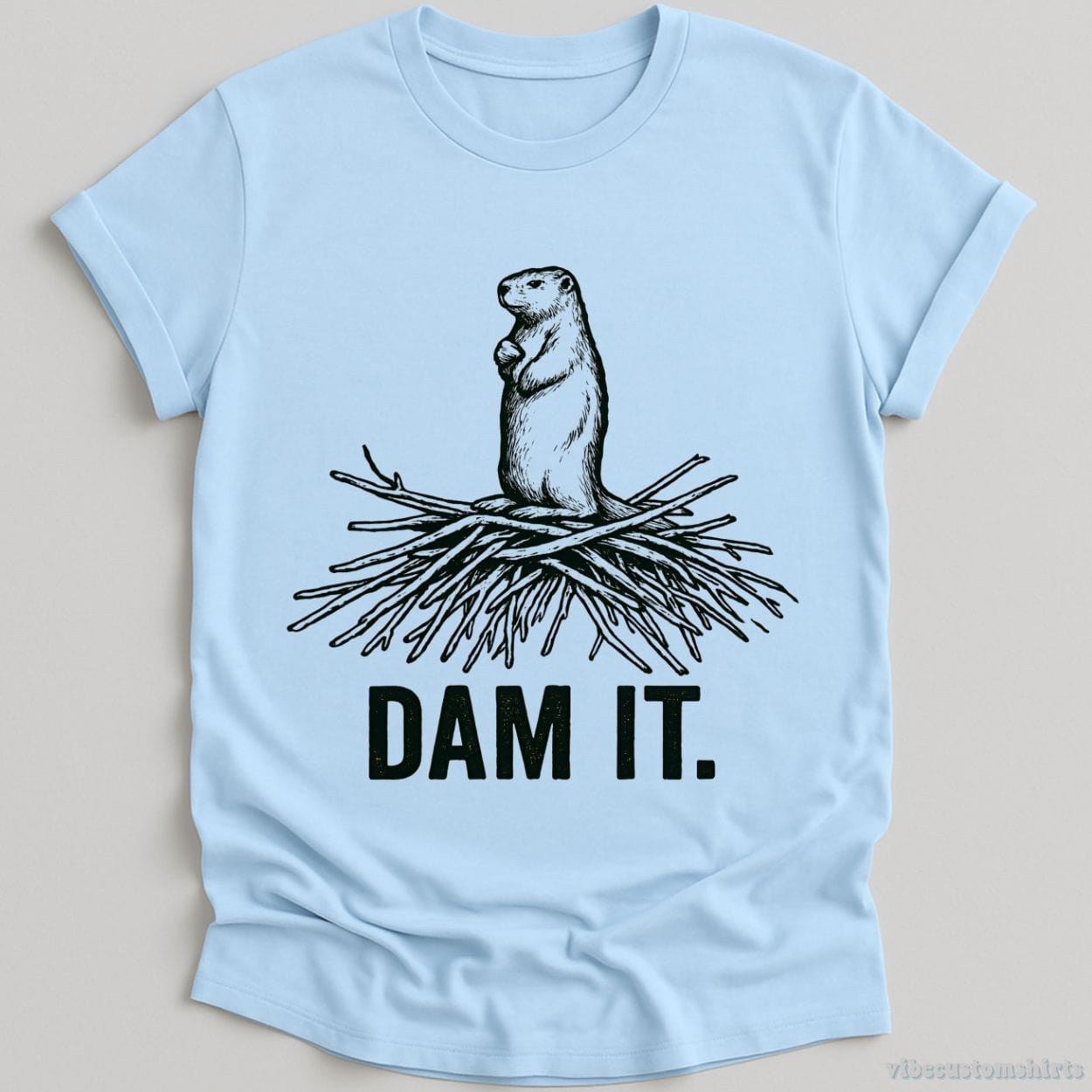 T-Shirt Light Blue / S Dam it Funny Beaver Shirt