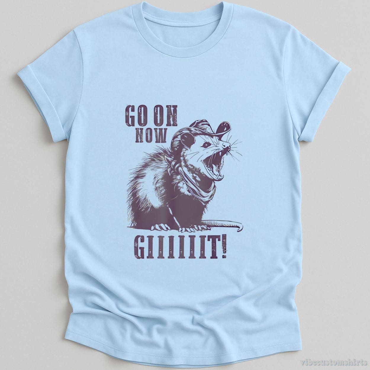 T-Shirt Light Blue / S Go On Now Git Cowboy Opossum Vintage Shirt