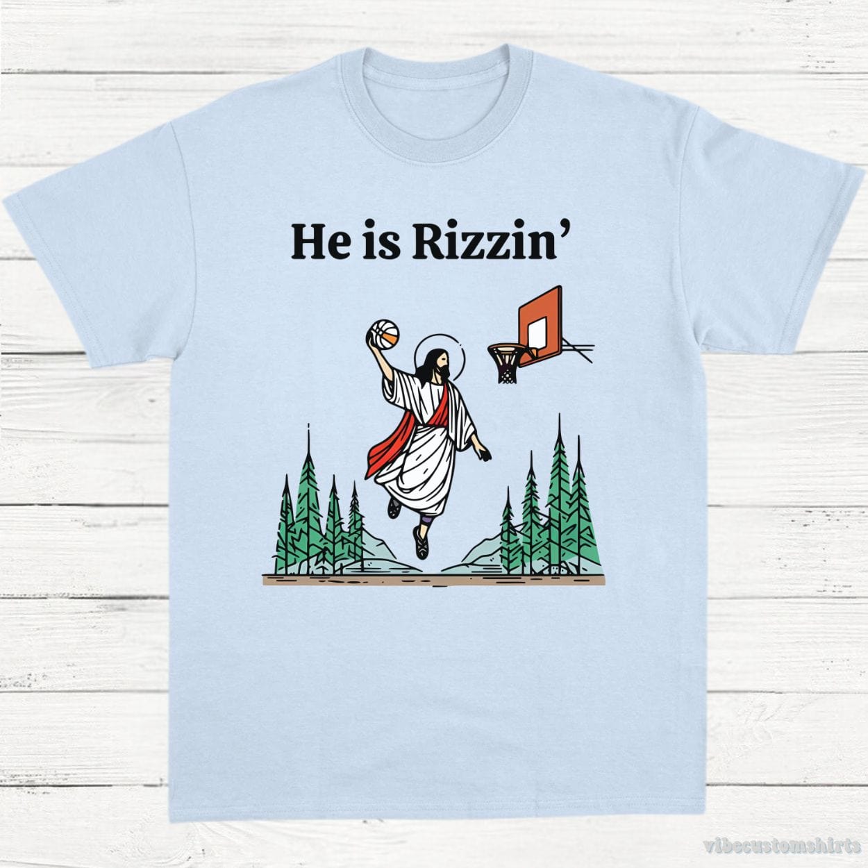 T-Shirt Light Blue / S He is Rizzin Jesus Meme Shirt