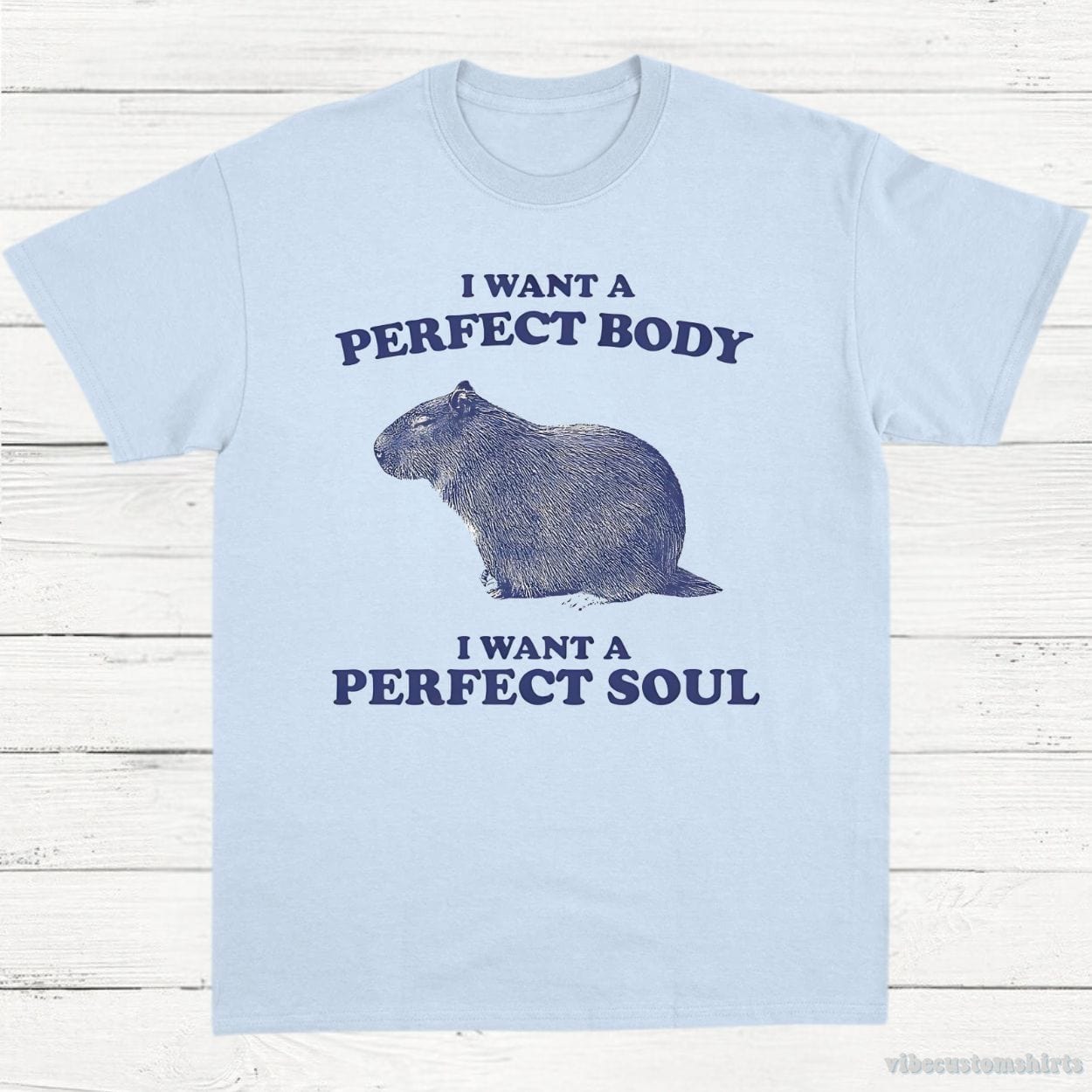 T-Shirt Light Blue / S I Want A Perfect Body I Want A Perfect Soul Capybara Shirt