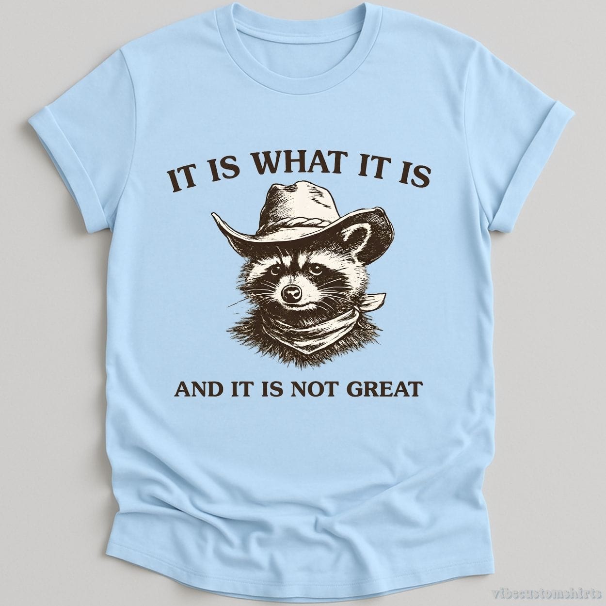 T-Shirt Light Blue / S It is What It is And It is Not Great Cowboy Raccoon Shirt