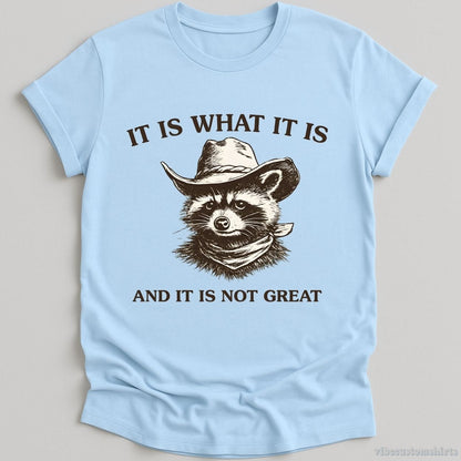 T-Shirt Light Blue / S It is What It is And It is Not Great Cowboy Raccoon Shirt