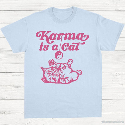 T-Shirt Light Blue / S Karma is a Cat Shirt