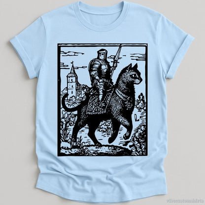 T-Shirt Light Blue / S Knight Cat Rider Vintage Graphic Shirt