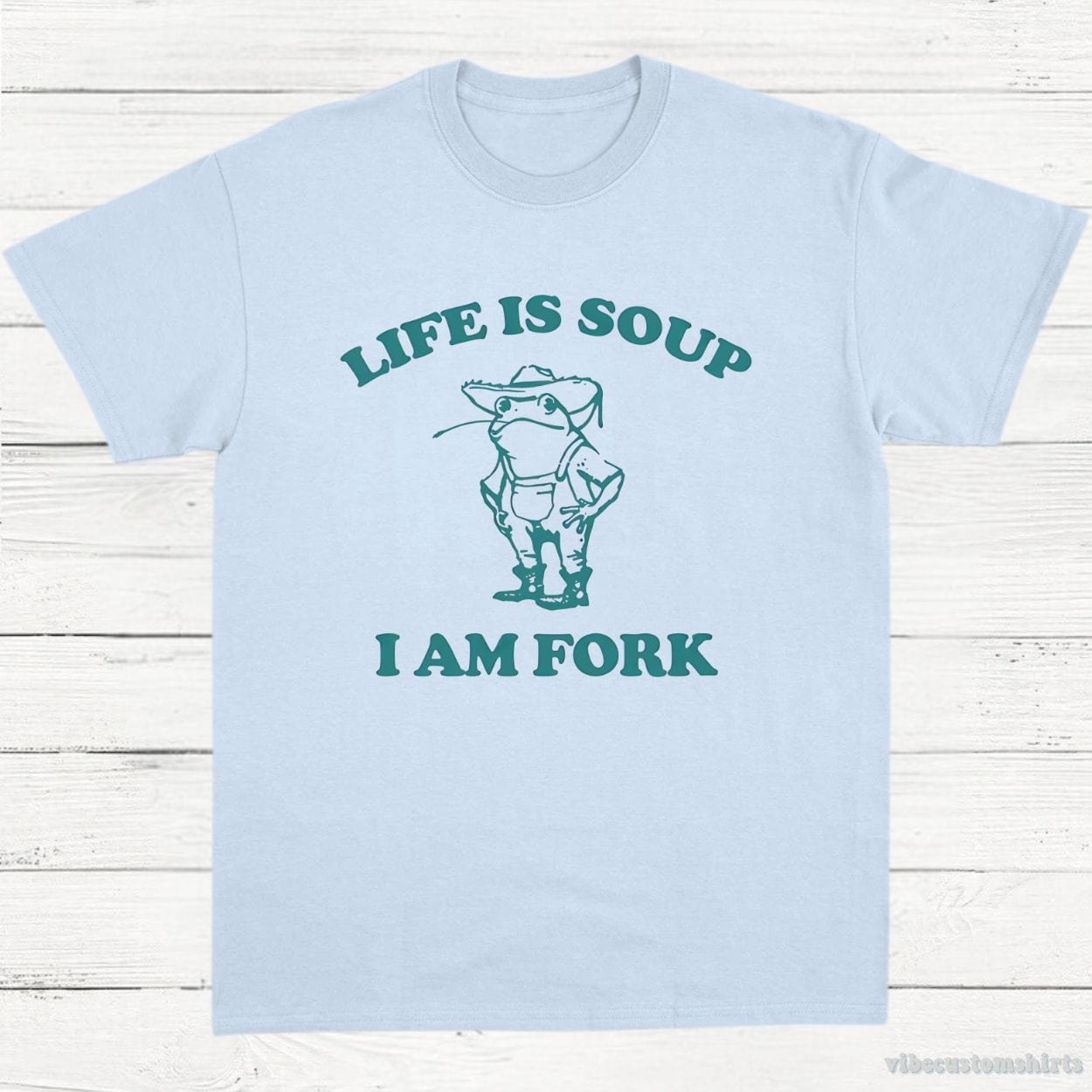 T-Shirt Light Blue / S Life Is Soup I Am Fork Frog Vintage T-Shirt