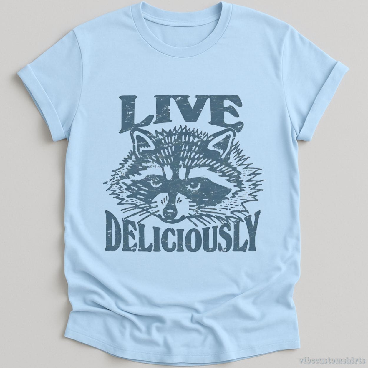 T-Shirt Light Blue / S Live Deliciously Gothic Raccoon Shirt