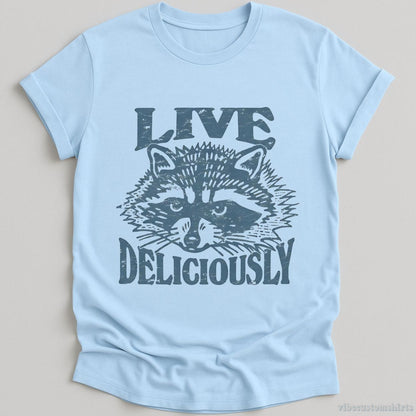 T-Shirt Light Blue / S Live Deliciously Gothic Raccoon Shirt