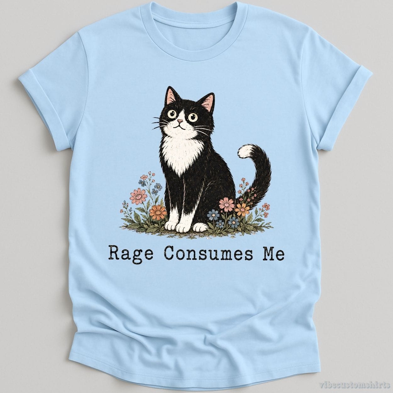 T-Shirt Light Blue / S Rage Consumes Me Fluffy Cat Shirt