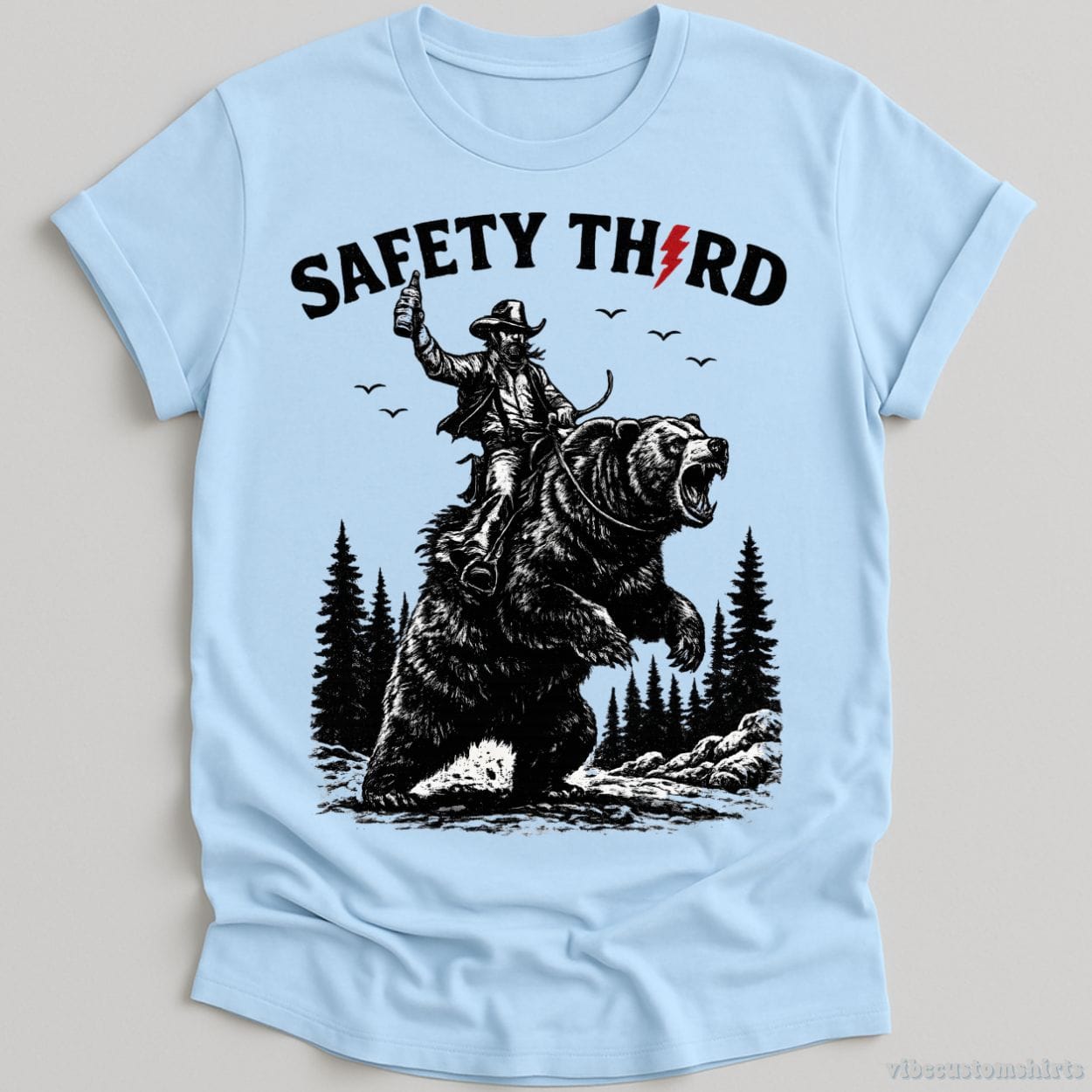 T-Shirt Light Blue / S Safety Third Cowboy and Bear Shirt