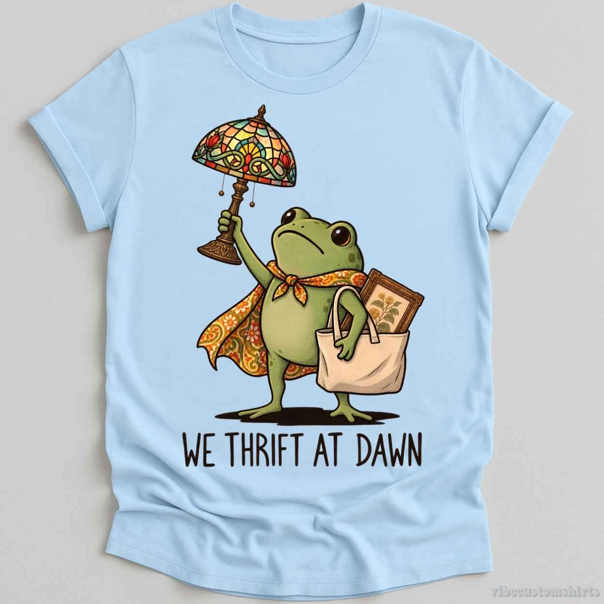 T-Shirt Light Blue / S We Thrift At Dawn Humor Frog Shirt