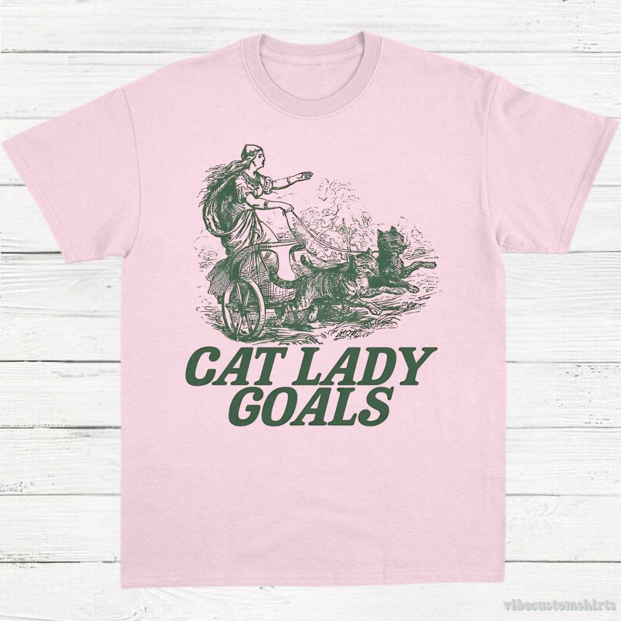 Cat Lady Goals Vintage Shirt, Viking Lady Leashes Her Cats Tee