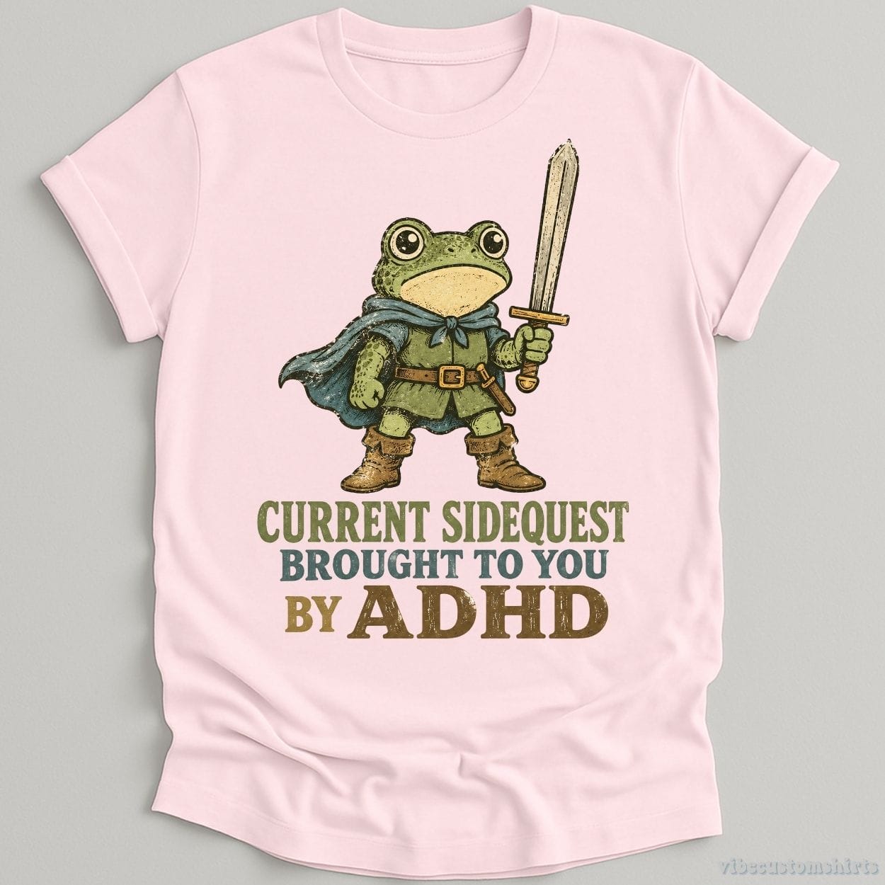 T-Shirt Light Pink / S Current SideQuest Brought To You By Adhd Frog Shirt