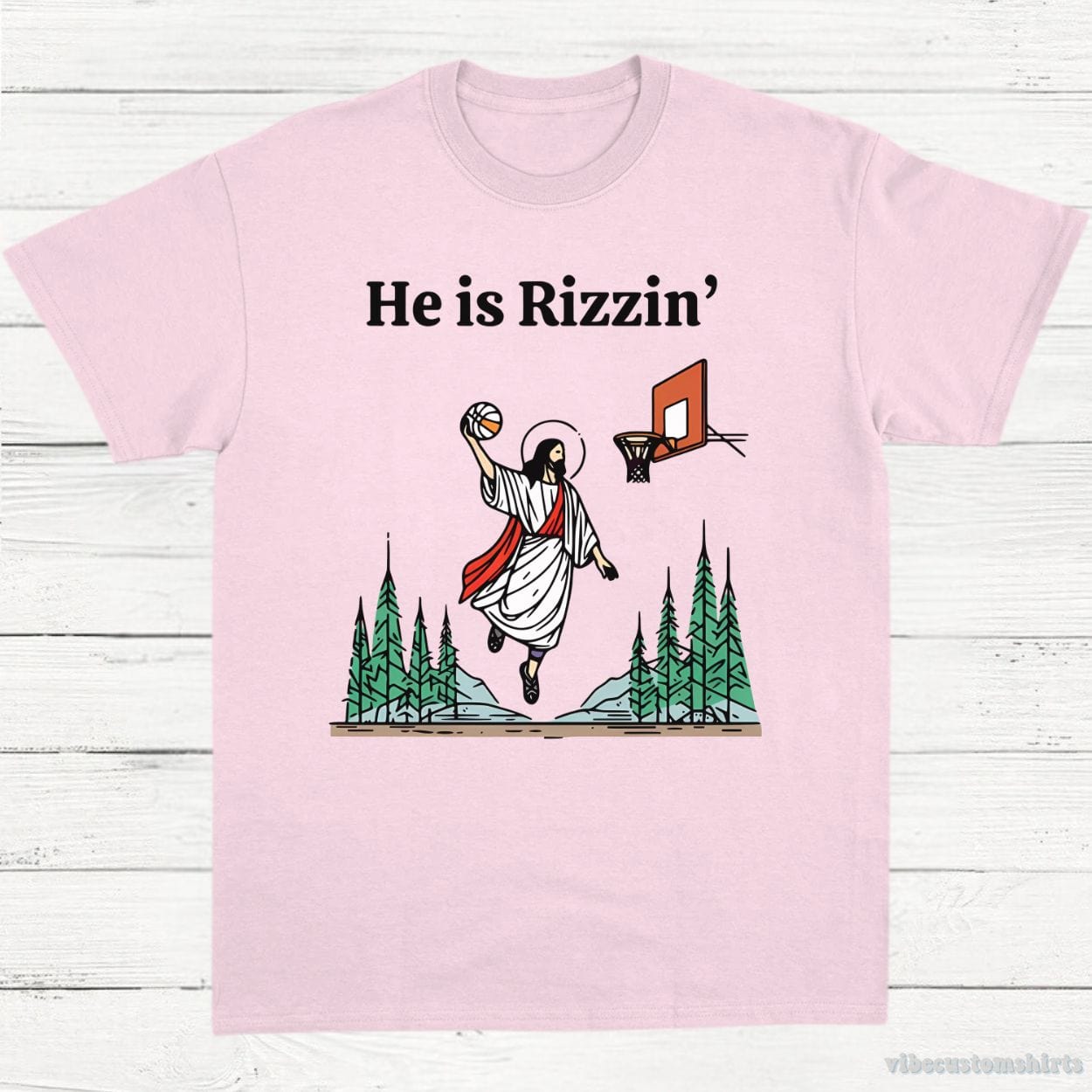 T-Shirt Light Pink / S He is Rizzin Jesus Meme Shirt