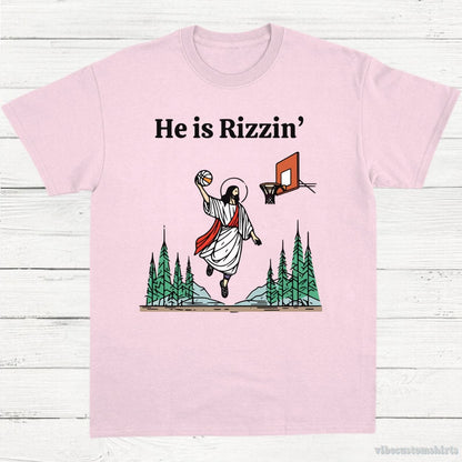 T-Shirt Light Pink / S He is Rizzin Jesus Meme Shirt