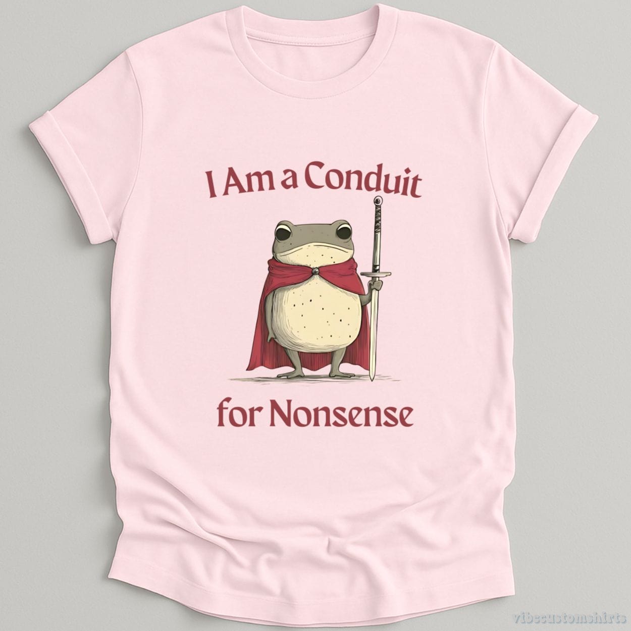 T-Shirt Light Pink / S I Am a Conduit for Nonsense Vintage Silly Frog Shirt