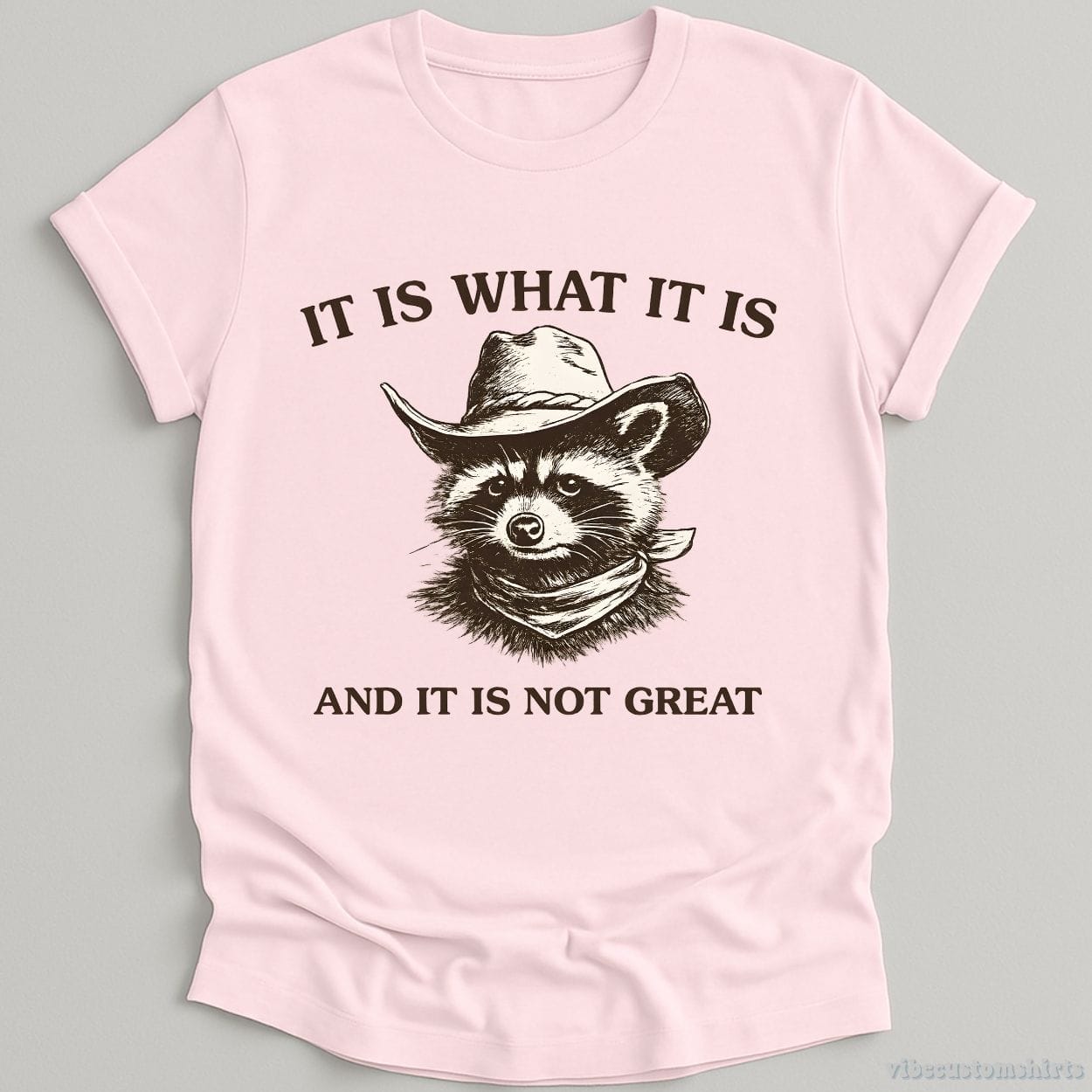 T-Shirt Light Pink / S It is What It is And It is Not Great Cowboy Raccoon Shirt