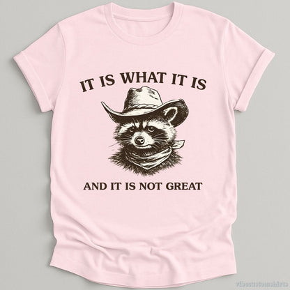T-Shirt Light Pink / S It is What It is And It is Not Great Cowboy Raccoon Shirt