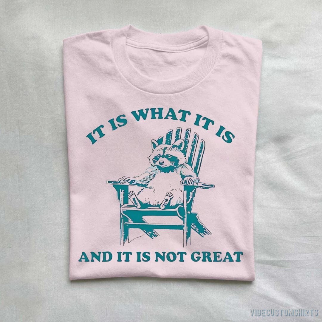 T-Shirt Light Pink / S It Is What It Is And It Is Not Great Funny Raccoon Sarcastic T-Shirt