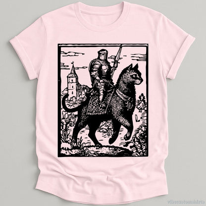 T-Shirt Light Pink / S Knight Cat Rider Vintage Graphic Shirt