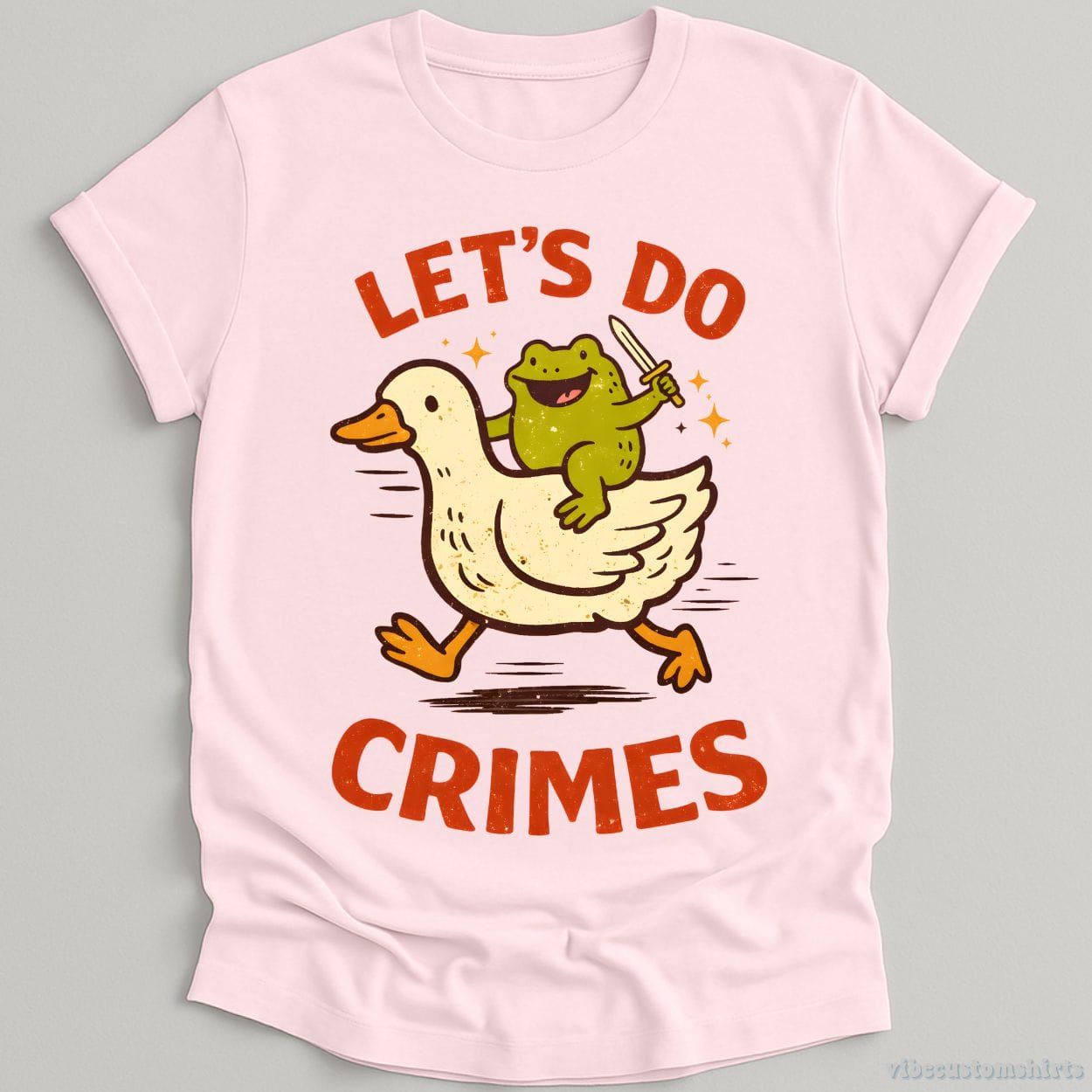 T-Shirt Light Pink / S Let's Do Crimes Funny Frog And Duck Shirt