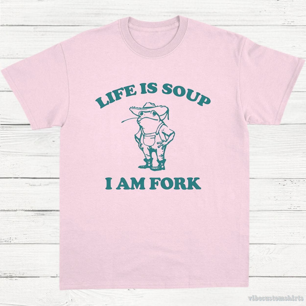 T-Shirt Light Pink / S Life Is Soup I Am Fork Frog Vintage T-Shirt