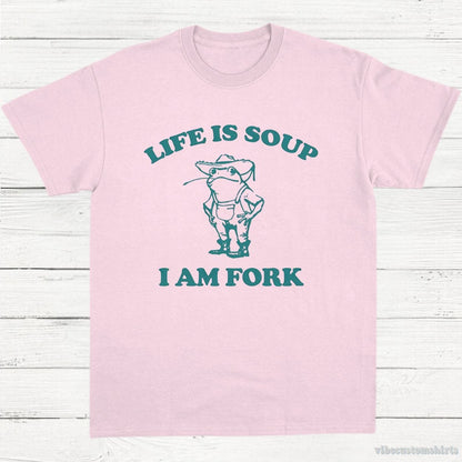 T-Shirt Light Pink / S Life Is Soup I Am Fork Frog Vintage T-Shirt