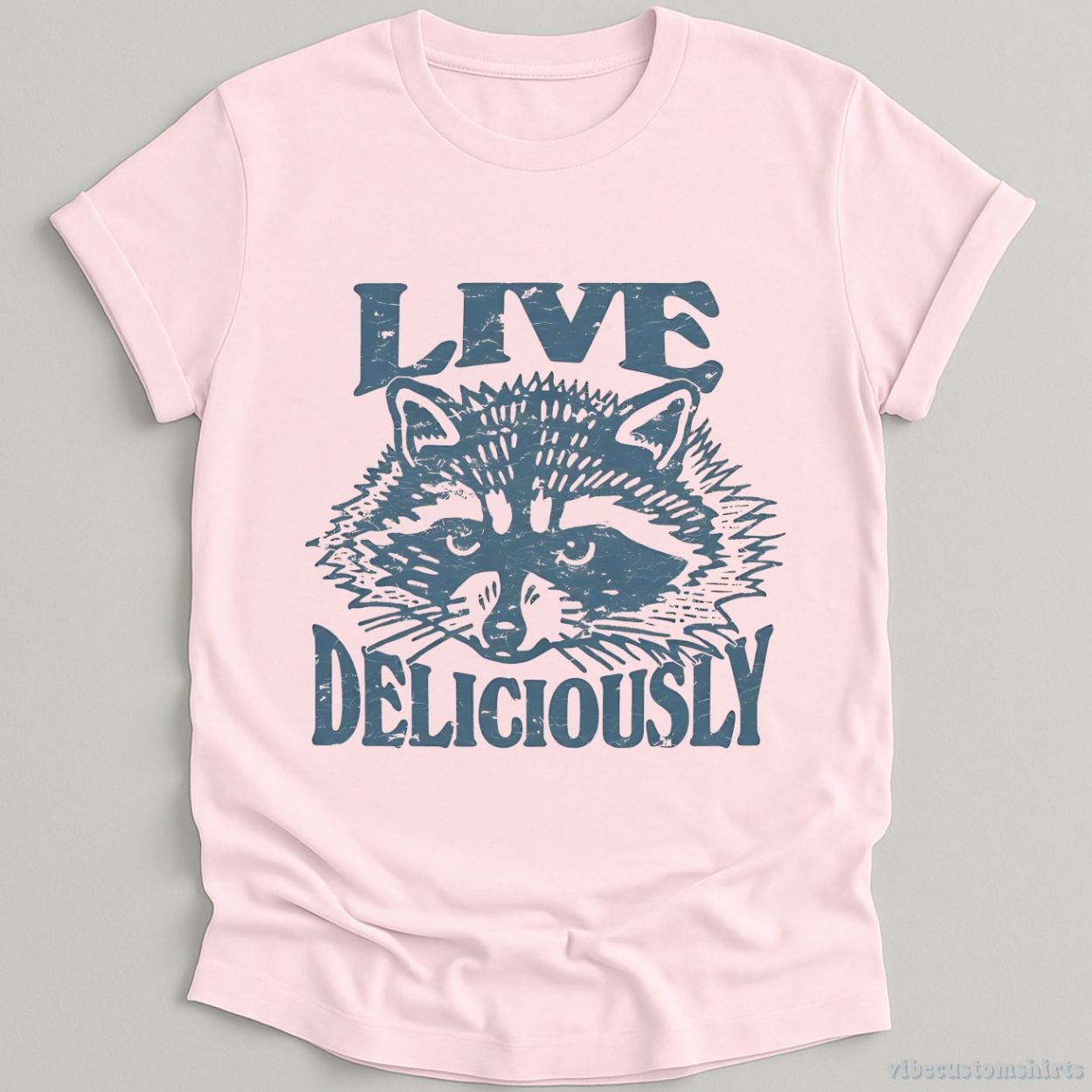 T-Shirt Light Pink / S Live Deliciously Gothic Raccoon Shirt