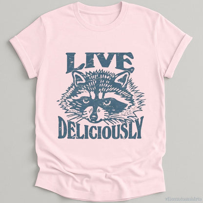 T-Shirt Light Pink / S Live Deliciously Gothic Raccoon Shirt
