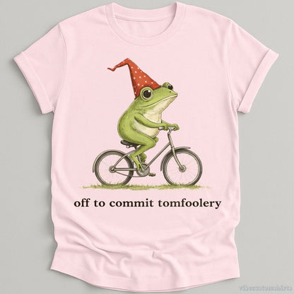 T-Shirt Light Pink / S Off To Commit Tomfoolery Funny Wizard Frog Shirt