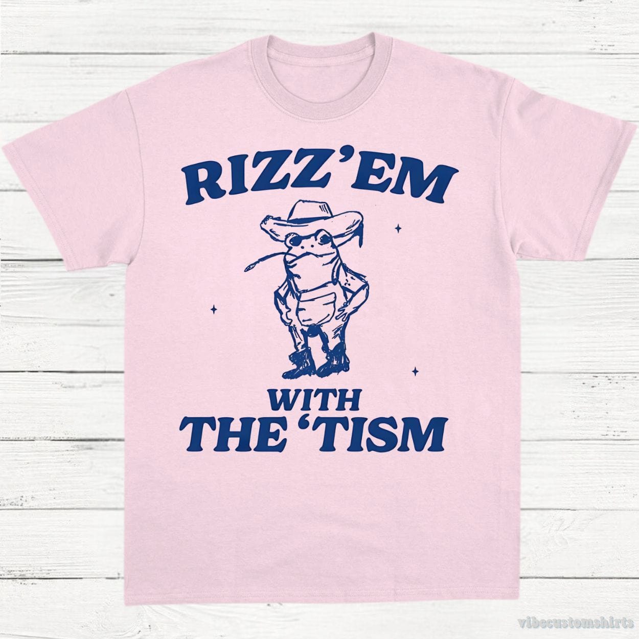 T-Shirt Light Pink / S Rizz Em With The Tism Vintage Shirt, Autism Awareness T-Shirt, Farmer Cute Frog Tee, Retro Cartoon T Shirt, Meme Frog T Shirt, Fun Gift