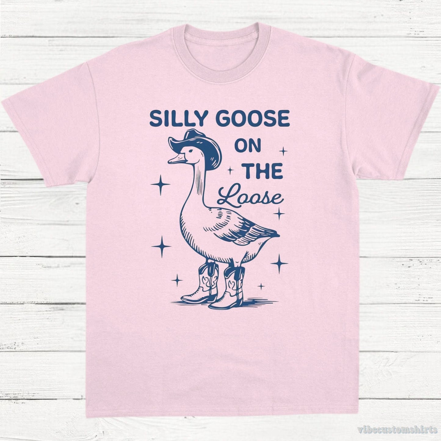 T-Shirt Light Pink / S Silly Goose on the Loose Vintage Shirt, Cowboy Goose T-Shirt, Retro Cartoon Goose T Shirt, Meme Shirt, Gift For Goose Lovers, Unisex Tee