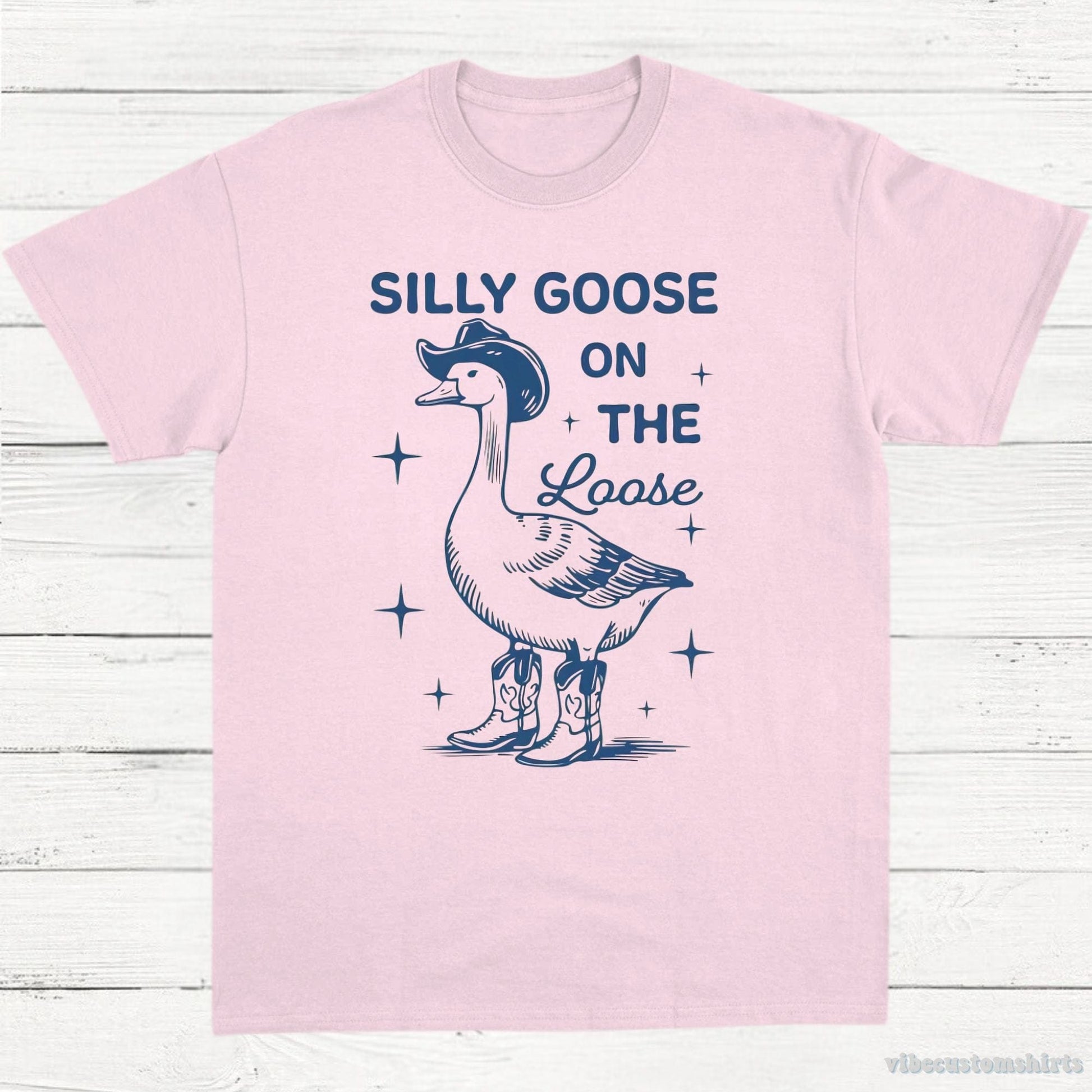 T-Shirt Light Pink / S Silly Goose on the Loose Vintage Shirt, Cowboy Goose T-Shirt, Retro Cartoon Goose T Shirt, Meme Shirt, Gift For Goose Lovers, Unisex Tee