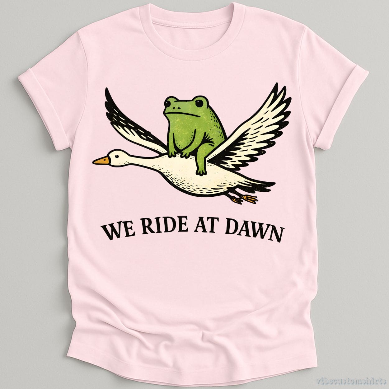 T-Shirt Light Pink / S We Ride At Dawn Frog And Goose Shirt