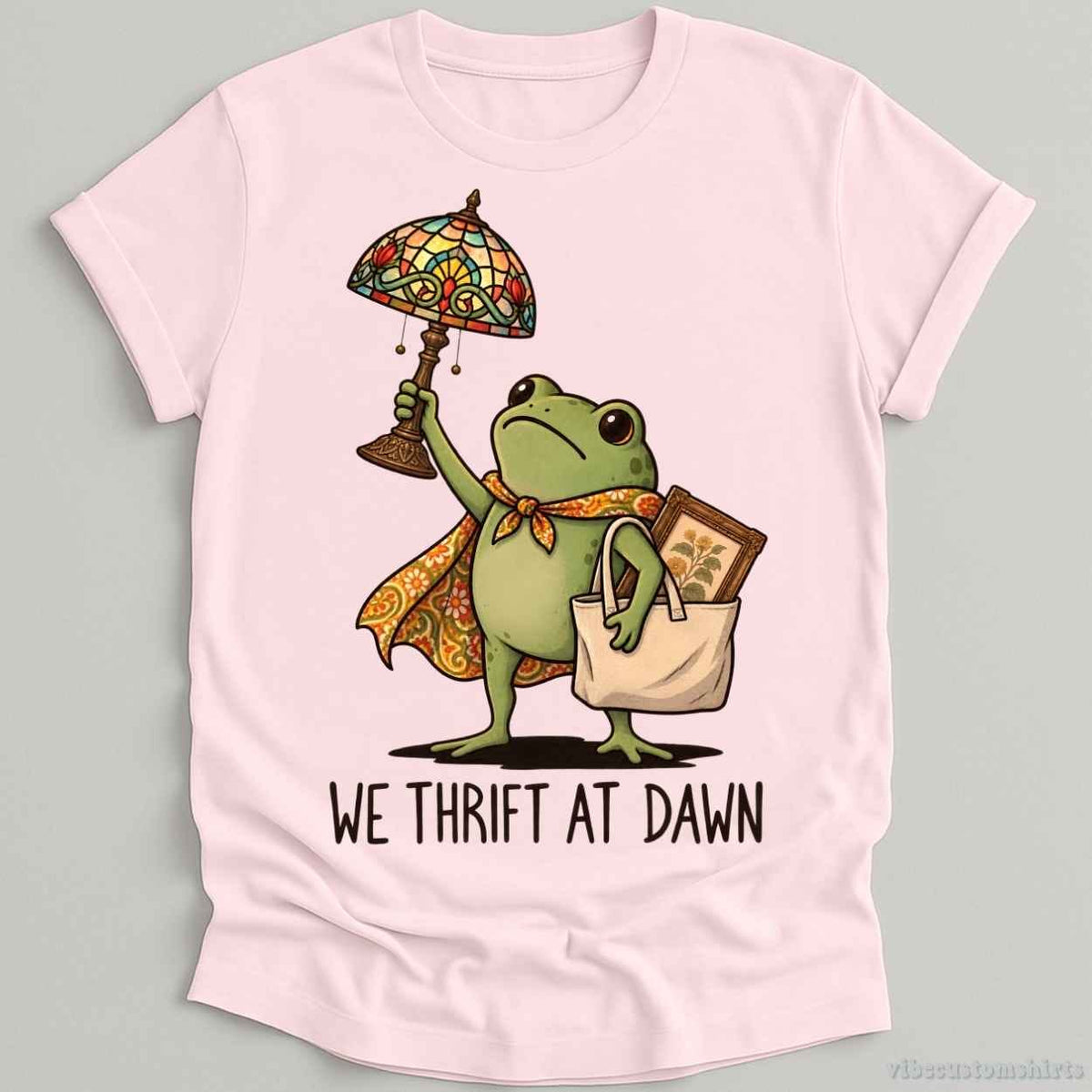 T-Shirt Light Pink / S We Thrift At Dawn Humor Frog Shirt