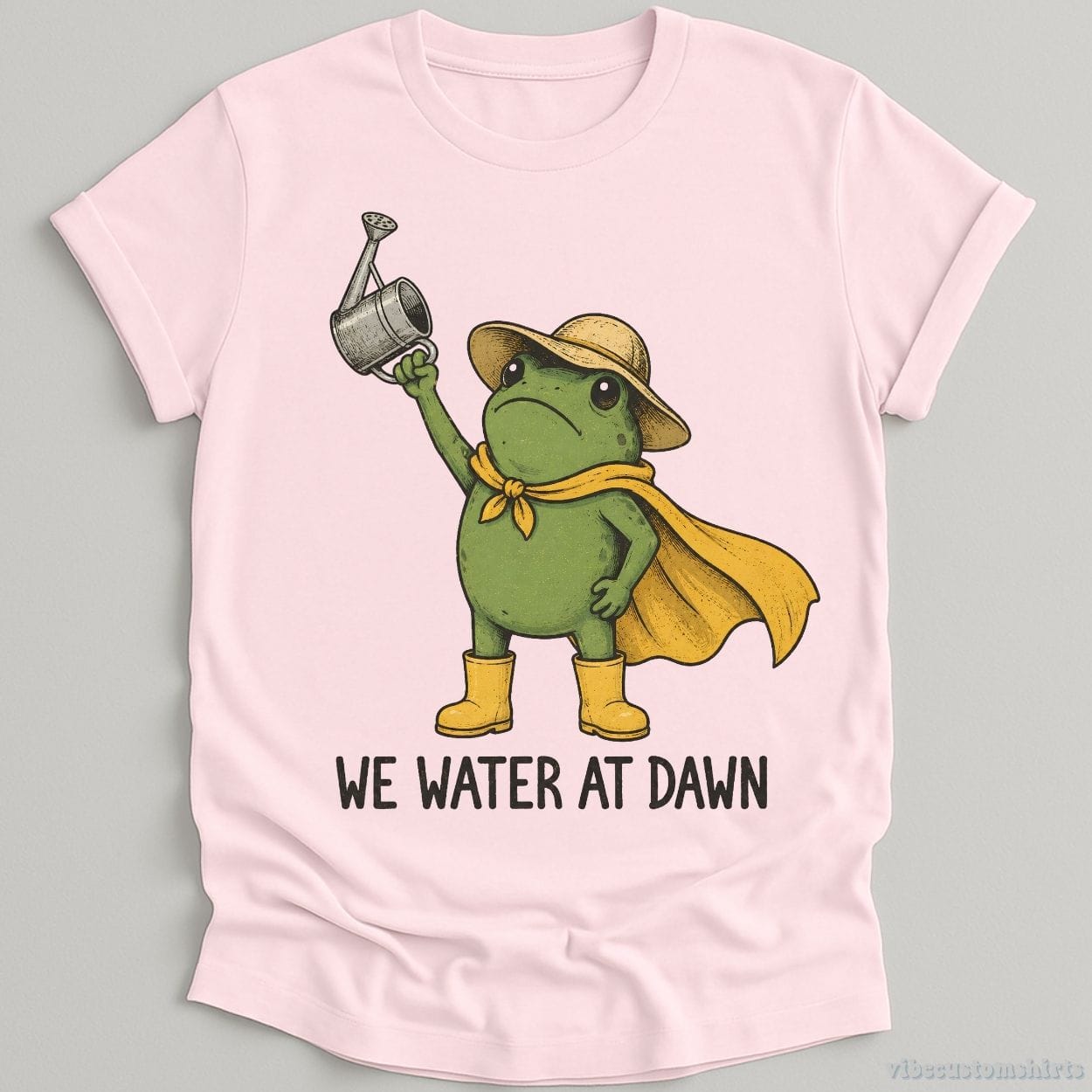 T-Shirt Light Pink / S We Water At Dawn Gardener Frog Shirt