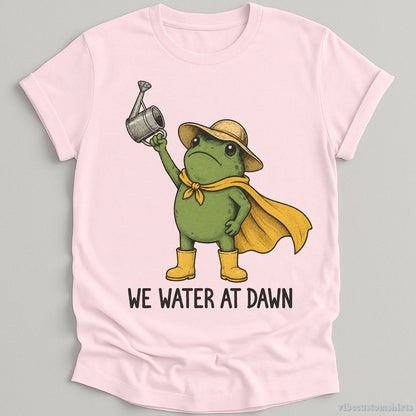 T-Shirt Light Pink / S We Water At Dawn Gardener Frog Shirt