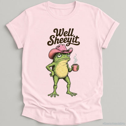 T-Shirt Light Pink / S Well Sheeyit Pink Hat Cowboy Frog Shirt