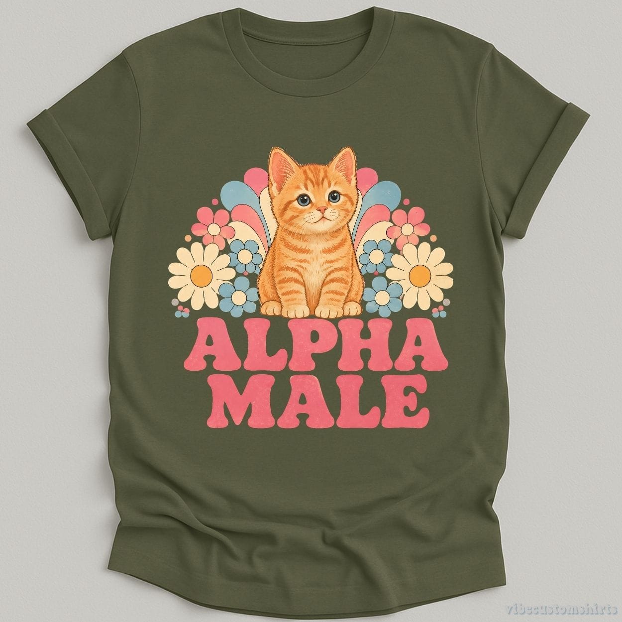 T-Shirt Military Green / S Alpha Male Kitten Shirt