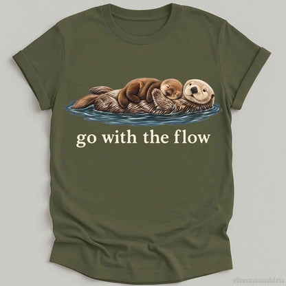 T-Shirt Military Green / S Cozy Otters Go With The Flow Shirt