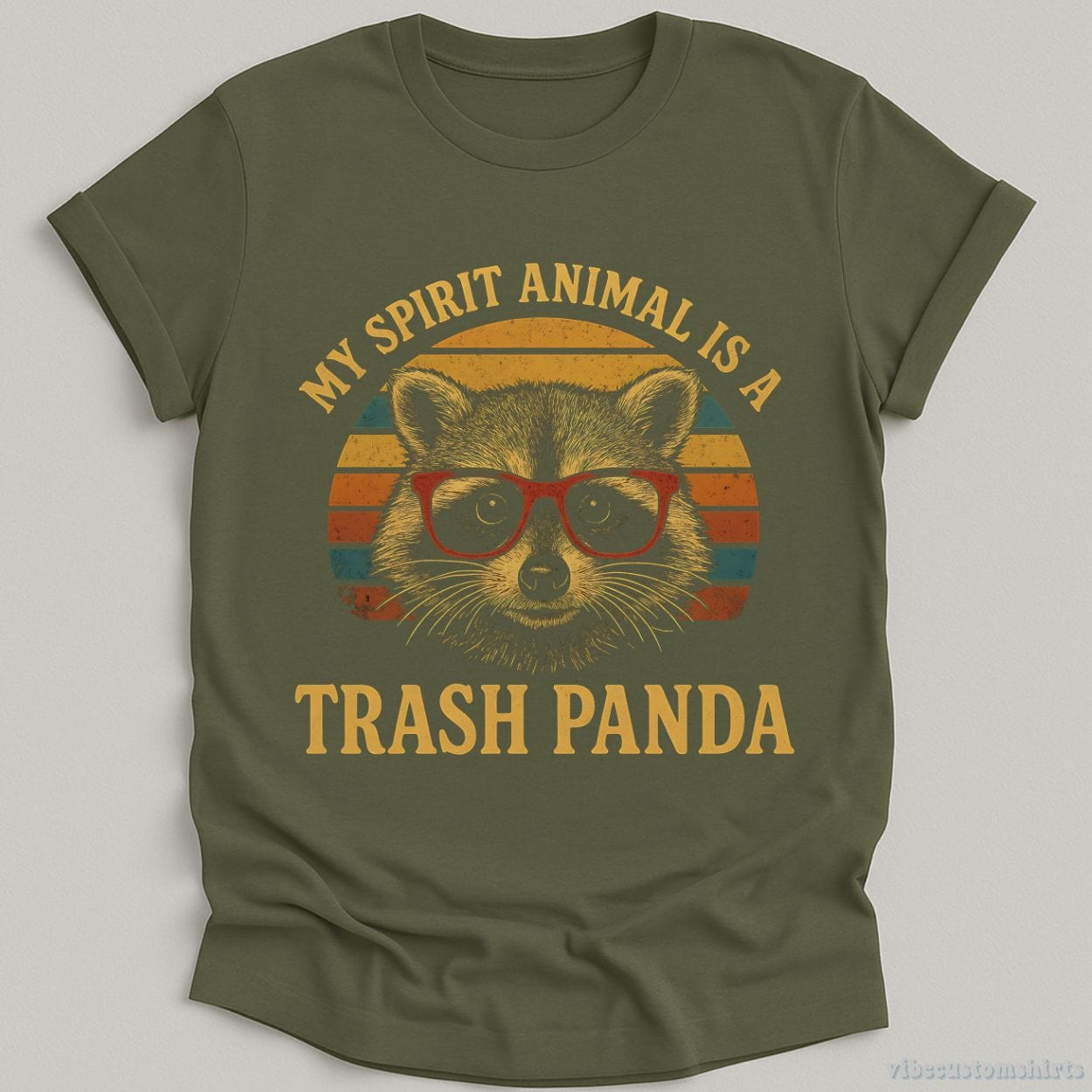 T-Shirt Military Green / S My Spirit Animal is A Trash Panda Raccoon Shirt