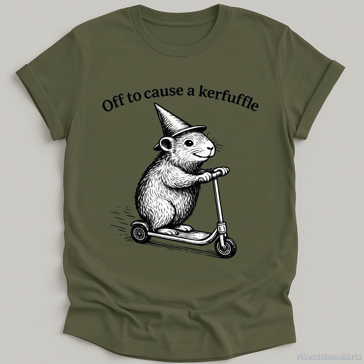 T-Shirt Military Green / S Off To Cause A Kerfuffle Groundhog Shirt