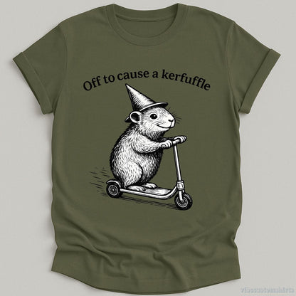 T-Shirt Military Green / S Off To Cause A Kerfuffle Groundhog Shirt