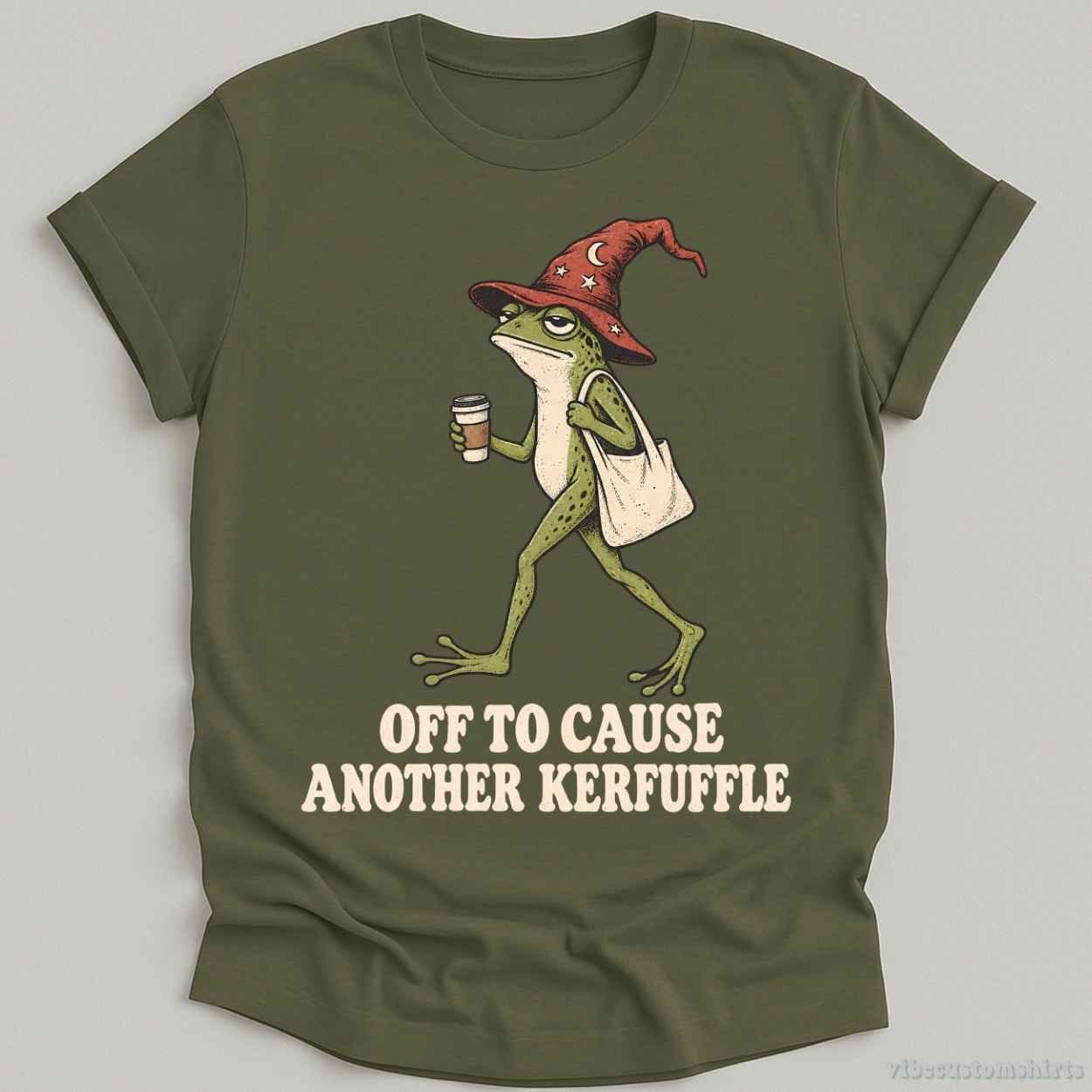T-Shirt Military Green / S Off To Cause Another Kerfuffle Frog Shirt