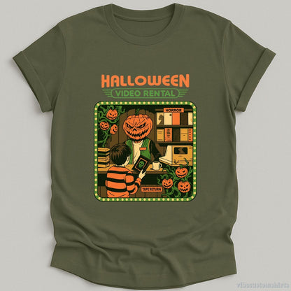 T-Shirt Military Green / S Retro Halloween Video Rental Shirt
