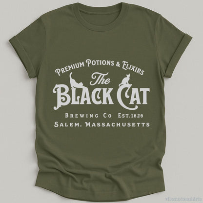 T-Shirt Military Green / S Salem Black Cat Witchy Shirt