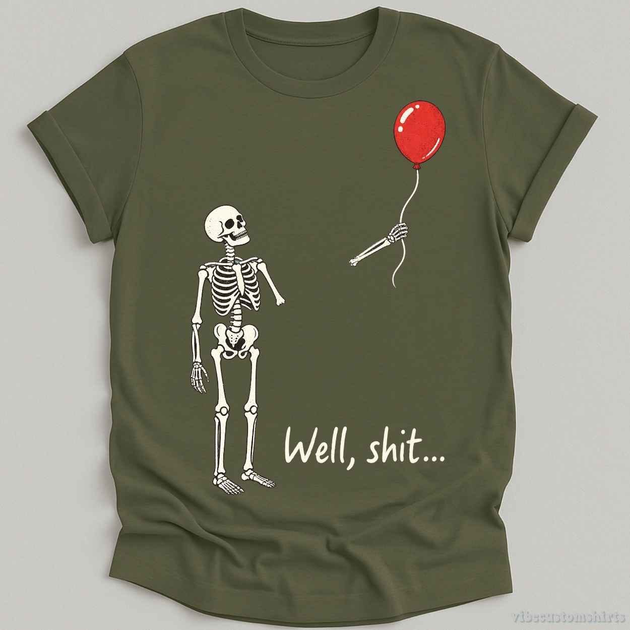 T-Shirt Military Green / S Skeleton’s Balloon of Regret Halloween Shirt
