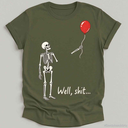 T-Shirt Military Green / S Skeleton’s Balloon of Regret Halloween Shirt